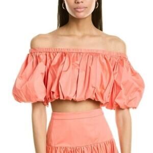 DEREK LAM 10 CROSBY Women's Hani Off-shoulder Crop Top In Orange - Size 6